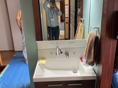 洗面化粧台取替工事／完成／富山県氷見市
