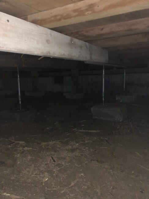 富山県高岡市の白蟻予防工事の施工事例/施工中/床下/基礎木材/白蟻予防工事